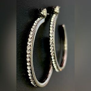 Y2K Silver Rhinestone Hoop Earrings McBling Costume Bling 2000s